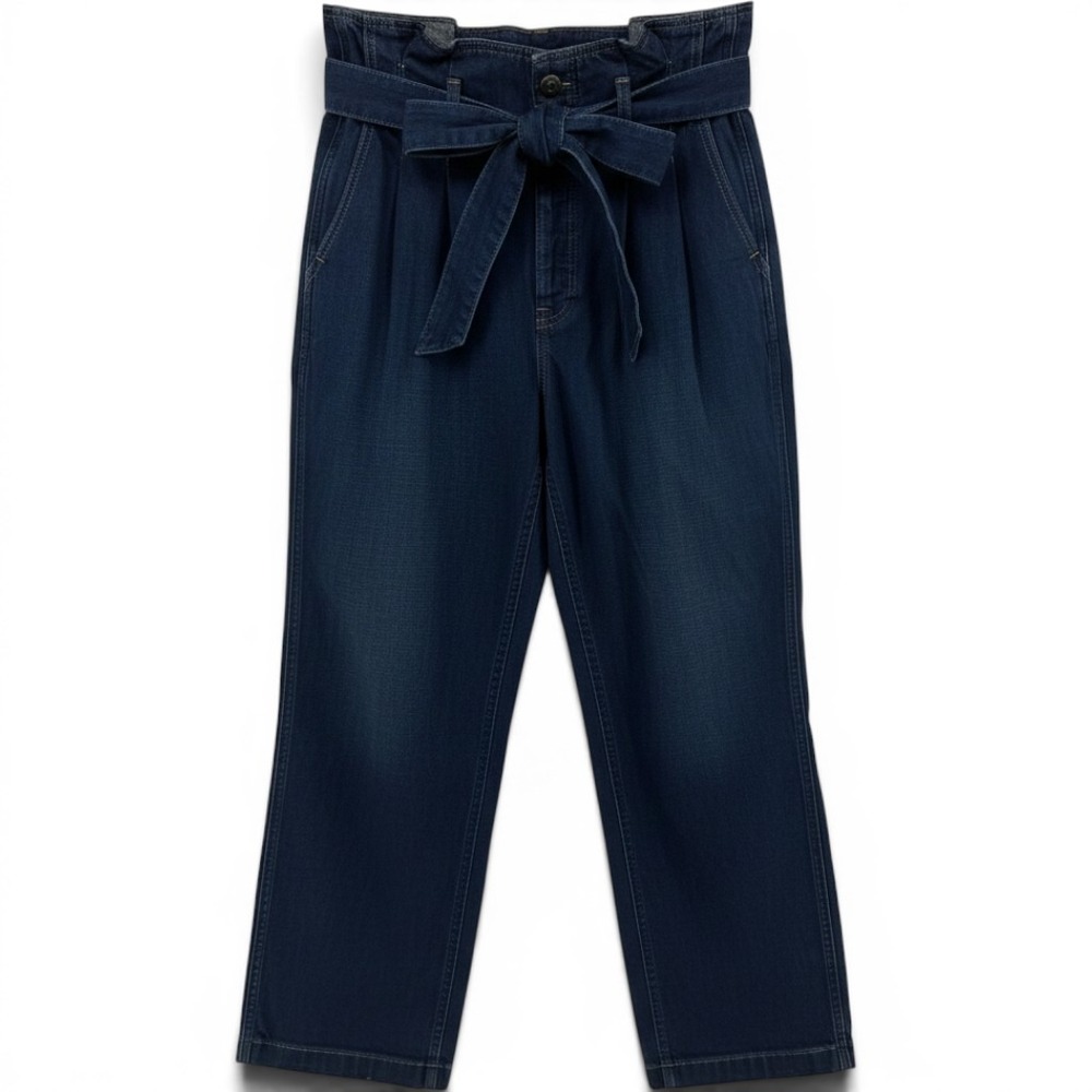 Polo Ralph Lauren Jeans Women's 30 Blue Paper bag Waist Wide Leg Pleated Belted